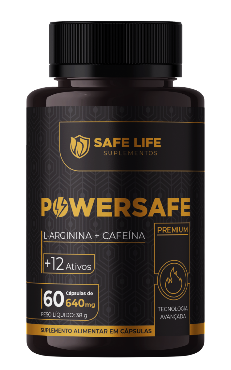 PowerSafe — L-Arginina + Cafeína, 60 cápsulas